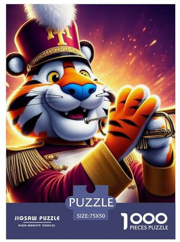 Puzzle für Erwachsene, Tiger-Trompeten-Puzzle, Holzpuzzle, Puzzle für Erwachsene, Lernspiel, Herausforderungsspielzeug, 1000 Teile (75 x 50 cm)