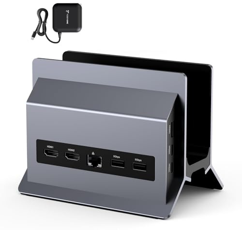 TobenONE Estación de acoplamiento para portátil con monitor dual 4K a 60Hz con 2 puertos HDMI, fuente de alimentación de 100 W, soporte dual HDMI USB C para Windows, ChromeOS, 6 USB, Ethernet