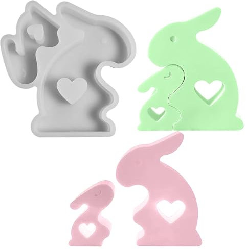 Silikonformen Gießformen Osterhase TREABEAR, Gießformen Silikon Ostern, Gipsformen Zum Gießen Hase mit Hert, Osterhasen Silikonform Hasen Frühling, Gießformen Silikon Frühling, Silikonform Kaninchen