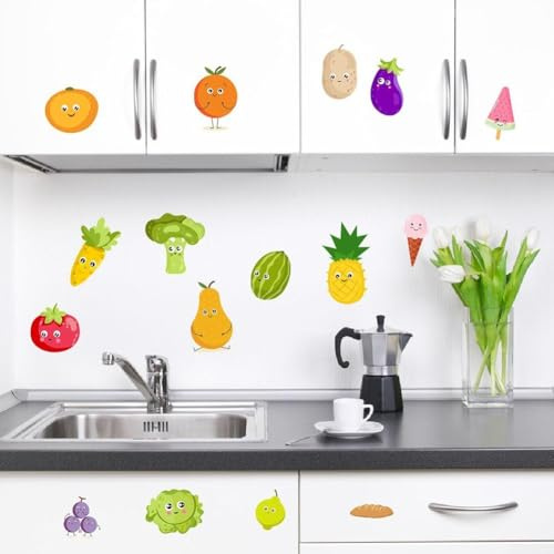 Verwandeln Sie Ihre Küche mit abnehmbaren Wandaufklebern für Gemüse und Obst