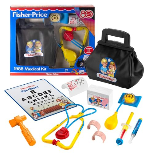 Mattel JGF12 - Fisher-Price - 80. Jubiläum - Retro-Arzttasche mit Zubehör