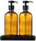 Janxin 2 Pièces Ambre Flacon Pompe Vide, Distributeur de Savon 500 ML Ambre, Flacon pour Cuisine et Salle de Bain, Convient pour Cuisine, Douche, avec bac en Céramique (Flacon Marron + tête Noire)