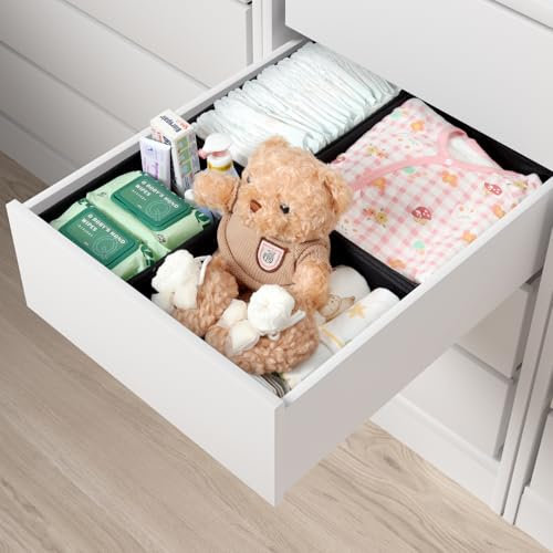 ORLISA 4er Set Schubladen Organizer kompatibel mit PAX Kleiderschrank 50x58 cm, Faltbar Stabil, Aufbewahrungsboxen für Kleidung, in Schwarz
