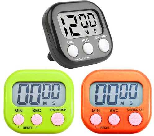 GNAUMORE Temporizador Cocina Digital,Reloj Temporizador Respaldo Magnético,Cronometro con Pantalla LCD Grande,Soporte Plegable Cronómetro Digital Cuenta Atrás,Time Timer para Estudiar