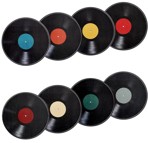8 Stück Schallplatten Dekoration Wand,PVC Vinyl-Schallplatten,Wand Deko, Abdichtung Retro Deko für Dekoration von Bars,Café,Zuhause,Party