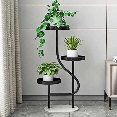 GODFSAHG 3 Tier Iron Plant Stand Rack with Marble Base Tall Corner Metal Pot Holder Indoor Flower Pot Stand Decorative Plant Shelf Display Rack Unit for Multiple Plants Perfect for Home and Patio Dec