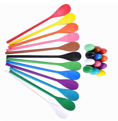 CHIZISX 12Pcs Kids Outdoor Teamwork Race Game Wood Eggs Spoon Race Set For Easter Coordination And Balance Training