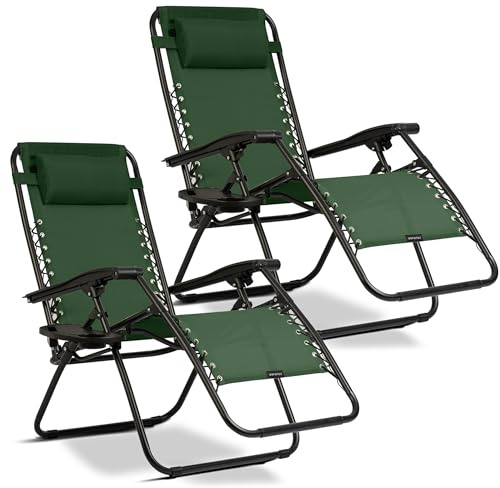 Sofotel Sonnenliege Gartenliege Liegestuhl ChillWell - Klappbar mit Kissen - Belastbar bis 120 kg - Grün - 2 Stück