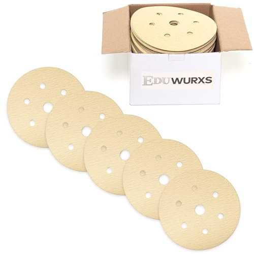 EDUWURXS 25pcs 150mm Sanding Discs | Hook and Loop Sandpaper for Orbital Sander | Ideal for Wood, Metal, Paint, Automotive (40 Grit - 25 Pack)