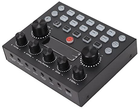Saluaqui Dual Channel Sound Mixer USB Live Sound Card Stereo Mixer for PC Gaming and Live Streaming