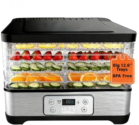 Food Dehydrator Machine for Food and Mints, 300W 165°F Temperature Control and 24H Timer with 5 Trays BPA Free Fruit Dryer for Hearts, Fruits, Treats