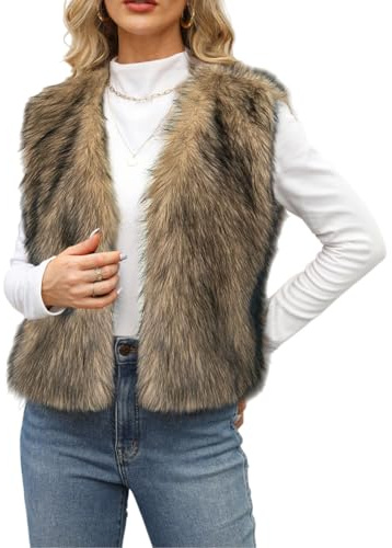 Damen Kunstfell Weste Flauschig Warm Ärmellose Fellweste Herbst Winter Mode | Flauschige Kunstfellweste für Damen verleiht jedem Outfit einen modernen Stil und sorgt für ein kuscheliges Tragegefühl.