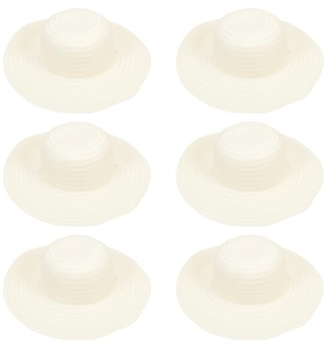 Healvian Sombrero Tejido sin Estampado para Niños Diy, Sombrero de Paja Pintable, Accesorio para Manualidades Infantiles, Protección Solar Ligera, 6 Piezas para Pintar y Personalizar