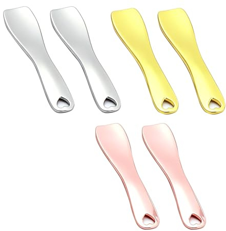 6 Spatules Visage Metal Reutilisable Inox Soins Peau Lotion Maquillage | Masque dore argent or rose, accessoires outils, cosmetique skincare applicateur, cosmetique creme masque beauty