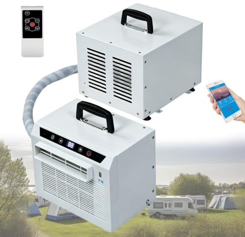 Pvxa Condizionatore Split da 3000 Btu, Condizionatore Split Portatile, con Wi-Fi, Telecomando E Timer 24 Ore, Maniglia Superiore, per Casa, Ufficio E Campeggio 1MConnectingPipe