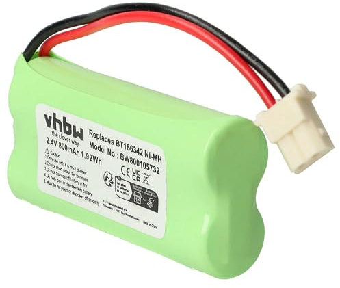 vhbw Akku kompatibel mit V-Tech 6001 | 6105, 6185, 6214, 6224, 6326, 6375, 6501, 6509 schnurlos Festnetz Telefon (800mAh, 2,4V, NiMH)