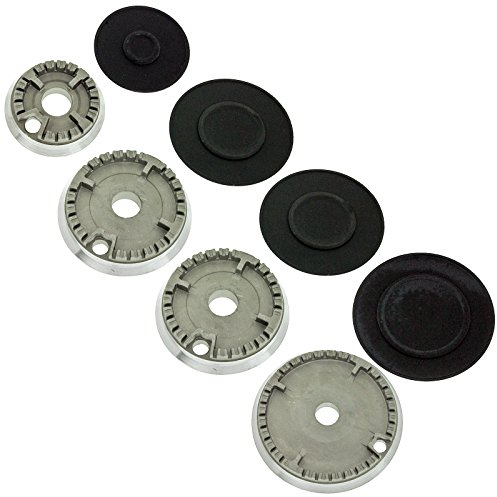 SPARES2GO Gasherd Brenner Crown & GAP Kit für Amica Ofen Kochfeld (klein, mittel X 2, groß)