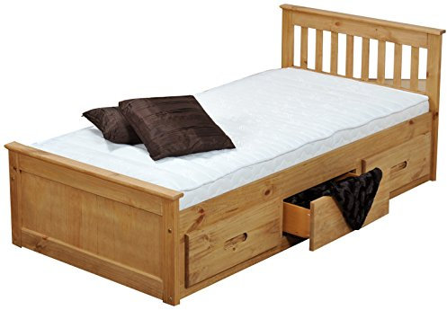 Amani International 3 ft Mission Bed Waxed (2 Boxes), pine, Single