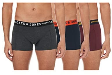 JACK & JONES Sense Trunks 3-Pack Boxer, Multicolore (Burgundy), Medium (Pacco da 3) Uomo