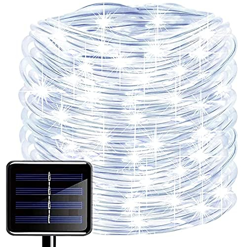 Solar Rope Lights Outdoor,KINGCOO 12M/39ft 100LED LED Rope Lighting Waterproof Copper Wire Rope String Light for Outdoor Indoor Home Garden Patio Parties (White)