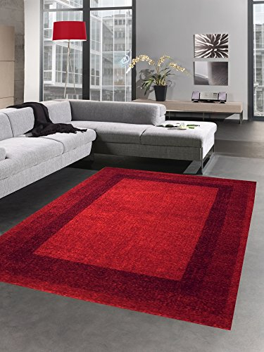 CARPETIA Moderner Teppich Kurzflor Wohnzimmerteppich einfarbig Uni rot Größe 120x170 cm