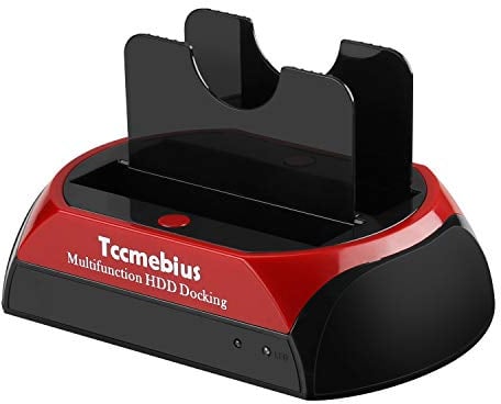 Tccmebius USB 2.0 Estación de Acoplamiento del Disco Duro, TCC-S867-DE USB 2.0 a 2.5 3.5 Pulgadas IDE SATA Doble Ranuras Caja Externa de HDD, para 2.5 3.5 IDE SATA I/II/III HDD SSD