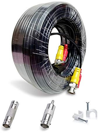 50ft All-in-One BNC Video Power Cables,BNC Extension Surveillance Camera Wire for CCTV Camera DVR Security System（Black）