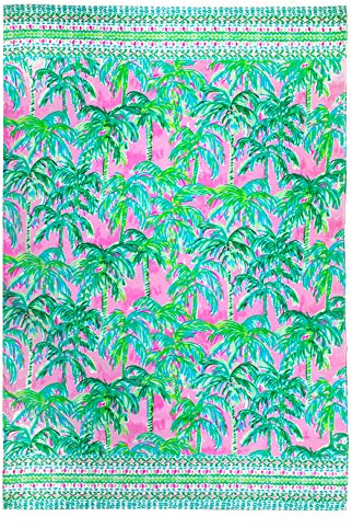 Lilly Pulitzer Oversize Pool/Beach Towel, Large 40 x 70 Pink/Green Palm Tree Print Terry Cloth Towel for Women, Suite Views