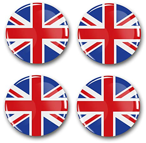4 x Gel Aufkleber für Nabendeckel 60mm Durchmesser Felgenaufkleber Sticker für Felgen Emblem Doming für Auto Kfz Tuning Zubehör DM007 (Nr. 6 United Kingdom, Gel Aufkleber Set)