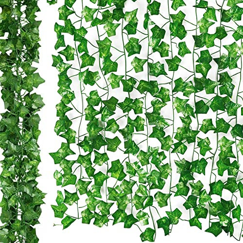 5 Pack - 10 Metre -35 Feet Long Artificial Ivy Leaf Garland Plants Vine Hanging Wedding Garland English Ivy Home Kitchen Garden Office Wedding Wall Decor