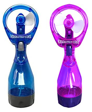 Water Mist Spray Bottle Fan Portable Handheld Mister - Battery Operated (Purple & Blue)