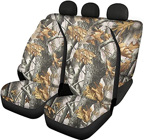 UOIMAG Camo Autositzbezüge-Set, 4-teilig, universelles Auto-Innenzubehör, Fahrzeug-Vorder- und Rücksitz-Schutzbezüge