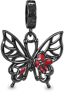GNOCE Fleur/Plante Pendentif Charms Argent Sterling 925 Dangle Colibri Charme Perle Fit Bracelet/Collier pour Femmes Filles Fille
