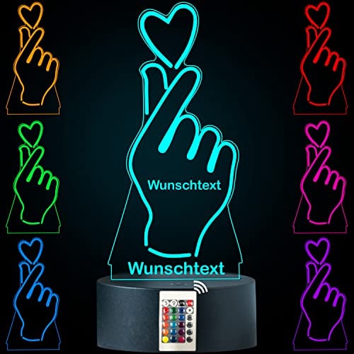 LEON - FOLIEN 3D Illusion Love Herz Lampe Liebesgeschenk16 Farben USB Touch Switch Led Tischlampe Für Sie Ihn romantische Geschenk Valentinstag Jahrestag