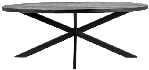 Giga Meubel Esstisch Oval - Schwarz - 180cm - Mangoholz - Tisch Mansour