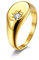 Mesnt Goldring Damen, Ring Zeigefinger Damen, Ovale Sonnenmuster-Einlage Mit Siegelring Aus Zirkonia Ring aus Edelstahl Gold Größe 54 (17.2)