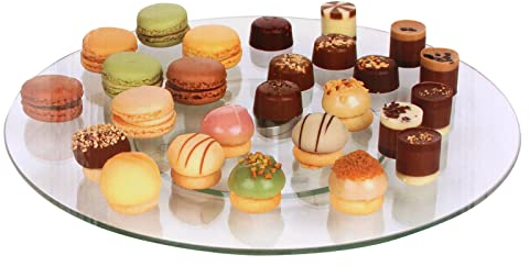 alpina Revolving Glass Cake Stand 30cm Rotating Cake Platter Pedestal Stand Single Tier Patisserie Dessert Fruit Serving Display Plate Rotating