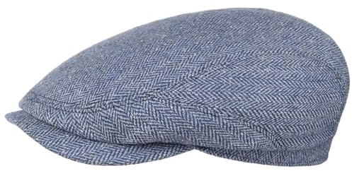 Stetson Belfast Silk Schiebermütze Herren - Flatcap aus Seide - Herrencap Made in EU - Seidenmütze Frühjahr/Sommer - Flat Cap (DE/NL/SE/PL, Numerisch, 62, Weiß/Blau)