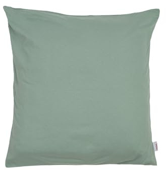 beties BasicSoft Kissenhülle ca. 80x80 cm 100% Baumwolle Jersey Kissenbezug Kopfkissenbezug - Natural-grün