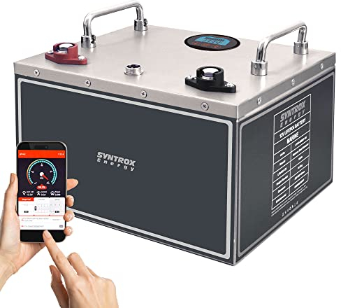 Syntrox Energy Lithium LiFePO4 Batterie Akku frostsicher Premium 12,8V BMS mit Bluetooth und Display, integrierte Heizung 40Ah bis 400Ah (100Ah)