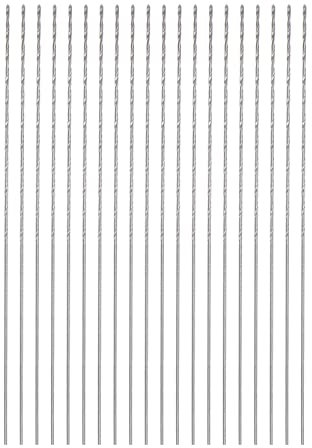 sourcing map 20pcs Extra Long Drill Bits, 0.5mm HSS Drill Bit with High Speed Steel Straight Shank 60mm Length for Metal Woodwork Plastic Aluminum Alloy