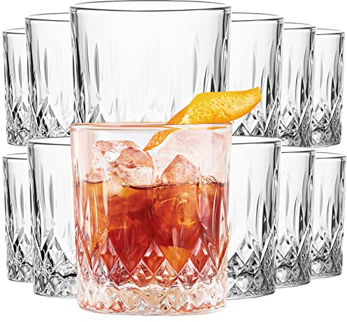 Konzept 11 - Trinkgläser Set 280 ml Transparent, 12-teiliges Wasserglas Set, Perfekt als Saftgläser, Gin Gläser, Cocktailgläser, Geriffelte universale Mehrzweckgläser