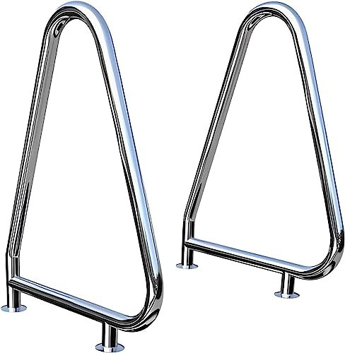 PIKETU Rampe Piscine INOX, Main Courante 81 * 90cm Rail Barre D'Appui Piscines Capacité De Charge De 113 Kg, Barre D'Appui De Piscines pour Entrées Piscines Creusées