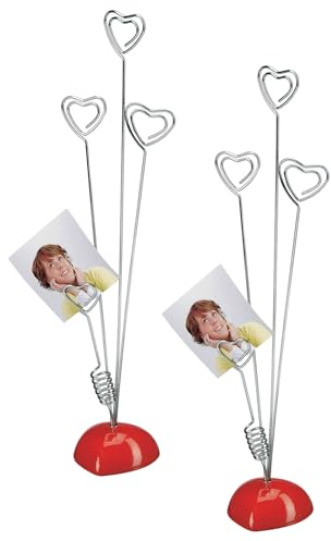 Canzoon Porte Photo Sur Pied 2Pcs Mémo et Porte-clips Message Porte-cartes de Table avec Pince Crocodile et Base en coeur pour la Décoration de Bureau Mariage Fête Maison