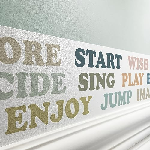 anna wand – Selbstklebende Bordüre/Borte/Wandbordüre „BEAUTIFUL WORDS 4 KIDS” positive Worte boho – 450 x 11.5 cm – Made in Germany
