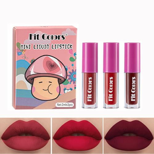 3Pcs Matte Lip Gloss Set, Black lipstick Matte Liquid Lipstick Set, Lip Stain Long-Lasting Waterproof Lipgloss, Makeup Gift Nude Lipsticks Set(5)
