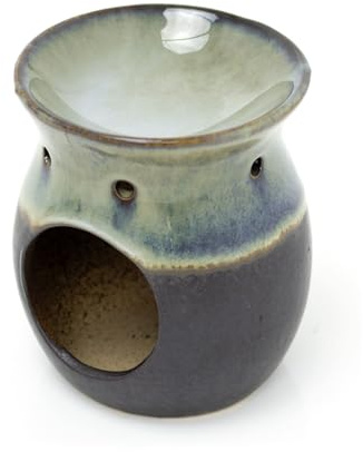Teelicht-Duftlampe für ätherische Öle, mit grauer Ombré-Glasur, Keramik-Wachsschmelzbrenner, Duftölbrenner, Diffusor, runder Teelichthalter, Ölbrenner