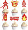 Blumomon 24 Stück Fireman Cupcake Toppers Set Feuerwehr LKW Cupcake Feuerwehrmann Thema Baby Dusche Boy Mädchen Geburtstagsfeier Dekorationen