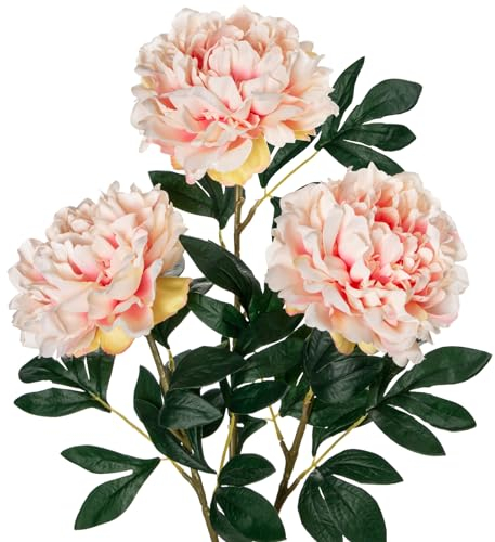 Briful 3PCS 74CM Künstliche Pfingstrosen Stiel Kunstblumen Wie Echt, Künstliche Rosen Pfingstrosen,Vintage Künstliche Blumen Bouquet für Braut Hochzeit Home Party Blumengesteck