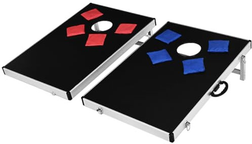 KOMFOTTEU Cornhole Spielset mit 8 Sandsäcke, Sackloch Spiel mit klappbarem Design, Spielbrett Outdoor tragbar mit Griff & Tasche, Strandspiel Wurfspiel für Erwachsene & Kinder